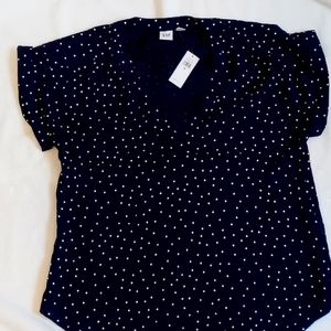 Gap NWT Navy Blue V Neck Blouse Size Small